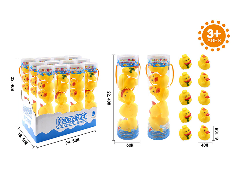 Environmental Children's Bath Toy 6CM Ducks 5pcs(12 Cylinder/Box)