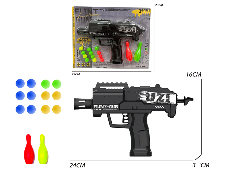 UZI Ping-Pong Ball Gun With Bowling Toy