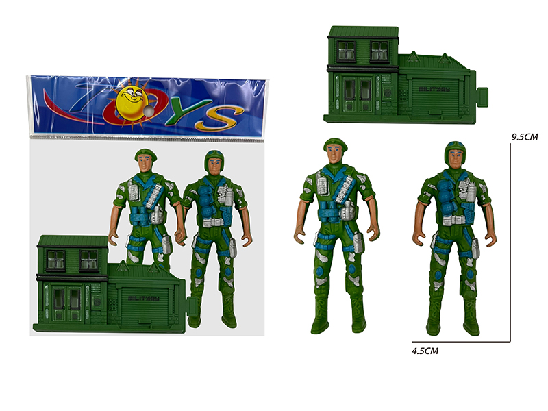 Green Soldier Toys With House Model(3PCS)