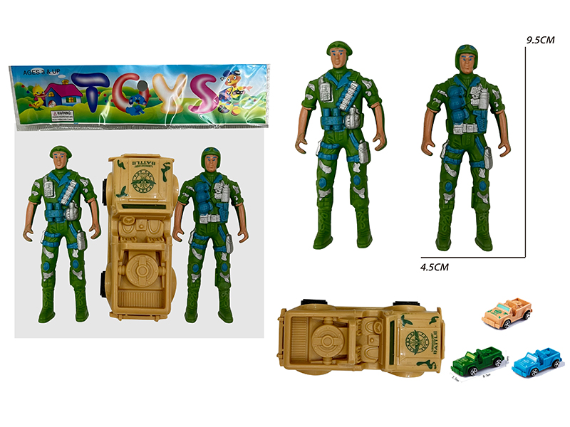 Green Soldier Toys With Jeep(3PCS)