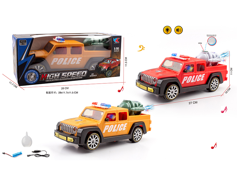 1:16 B/O Go And Bump Wrangler Pickup Police Car With Music And Light Spray