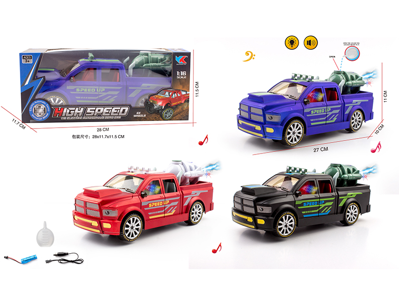 1:16 B/O Go And Bump Dodge Ram Pickup Racing Car With Music And Light Spray