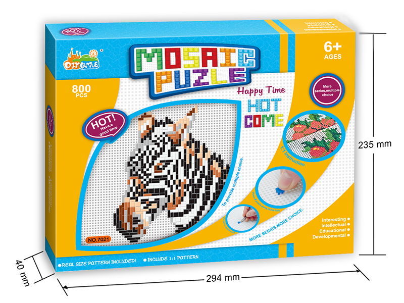 Zebra Mosaic Puzzle With Frame