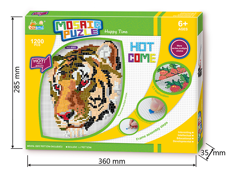 Tiger Mosaic Puzzle With Frame