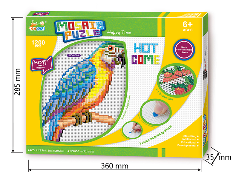 Parrot Mosaic Puzzle With Frame