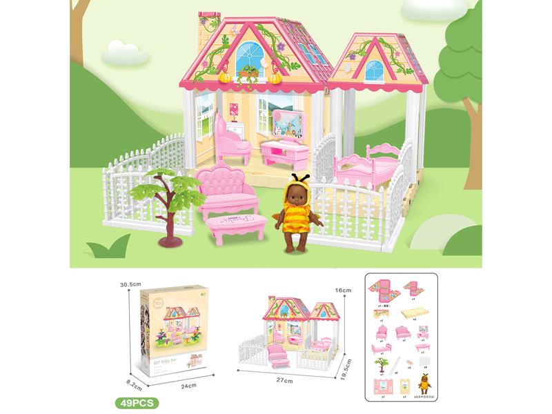 DIY Villa With 5-Inch Black Doll(49PCS)