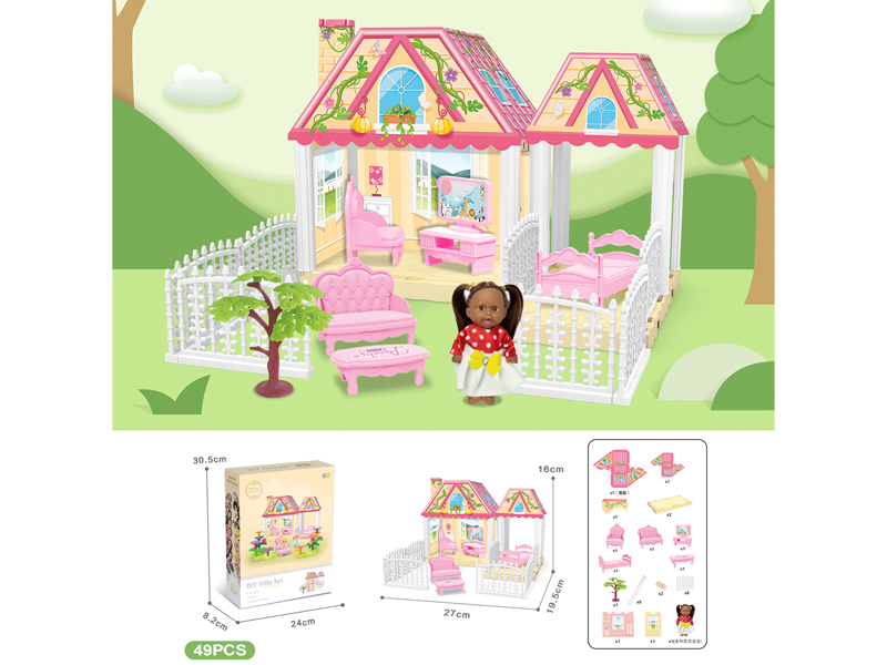 DIY Villa With 5-Inch Black Doll(49PCS)