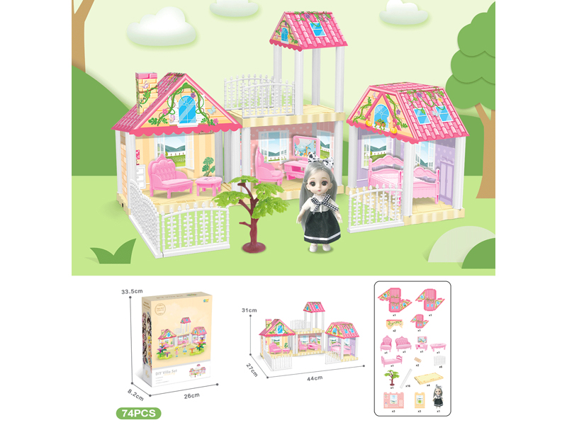 DIY Villa With 6-Inch Doll(74PCS)