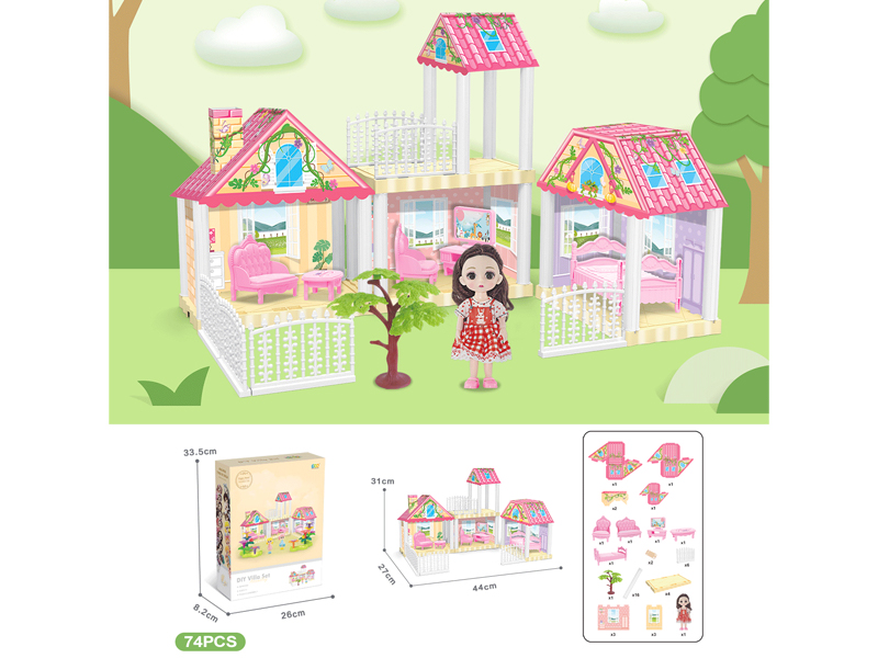 DIY Villa With 6-Inch Doll(74PCS)