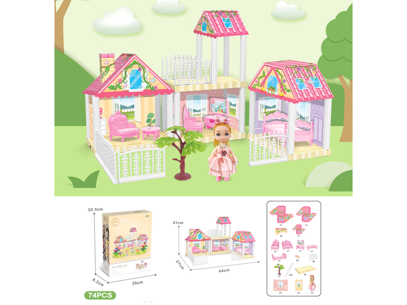 DIY Villa With 4-Inch Doll(74PCS)