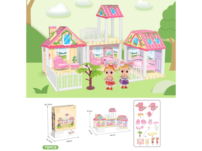 DIY Villa With Doll*2(75PCS)