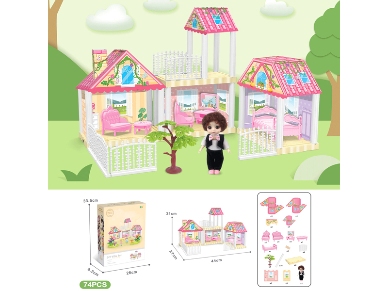 DIY Villa With 6-Inch Doll(74PCS)