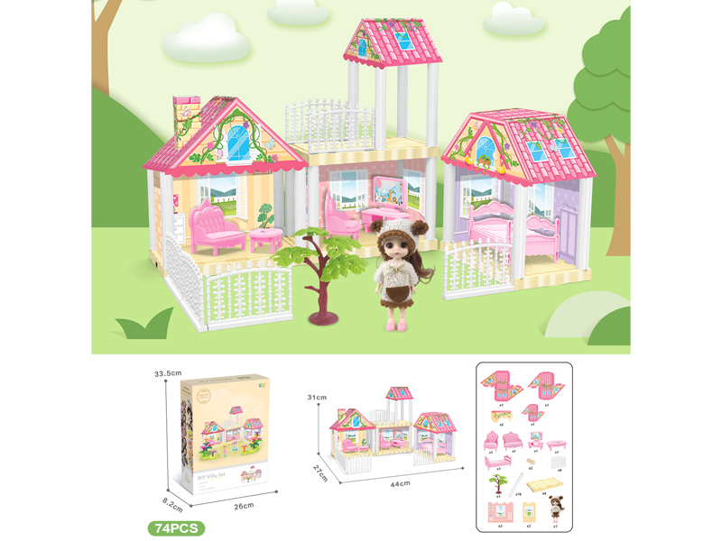 DIY Villa With 6-Inch Doll(74PCS)