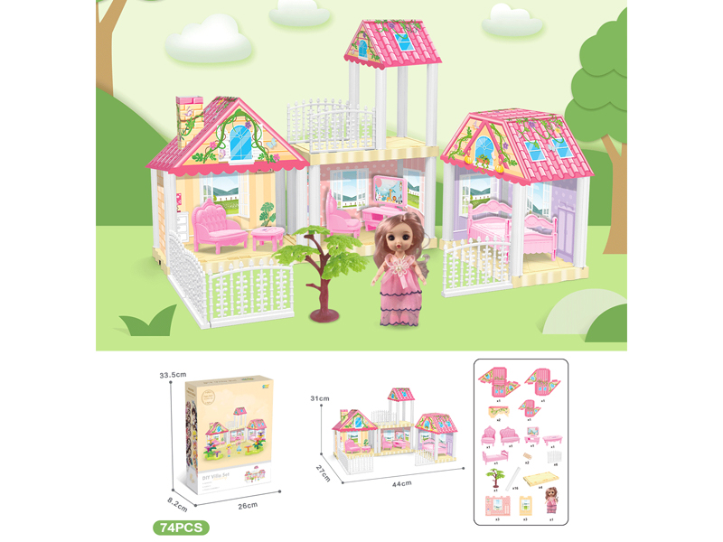 DIY Villa With 6-Inch Doll(74PCS)