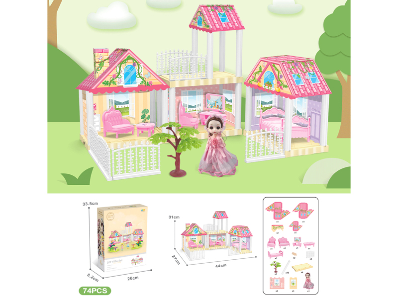 DIY Villa With 6-Inch Doll(74PCS)