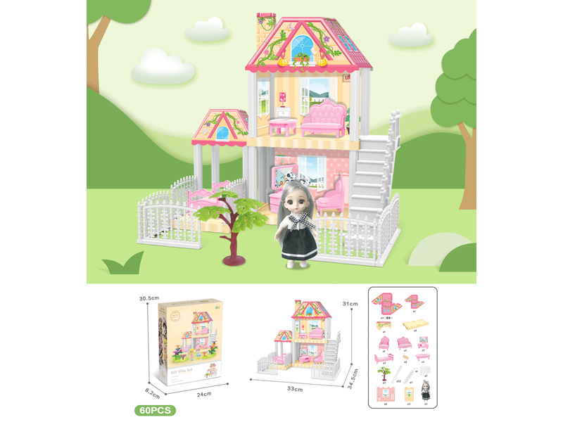 DIY Villa With 6-Inch Doll(60PCS)