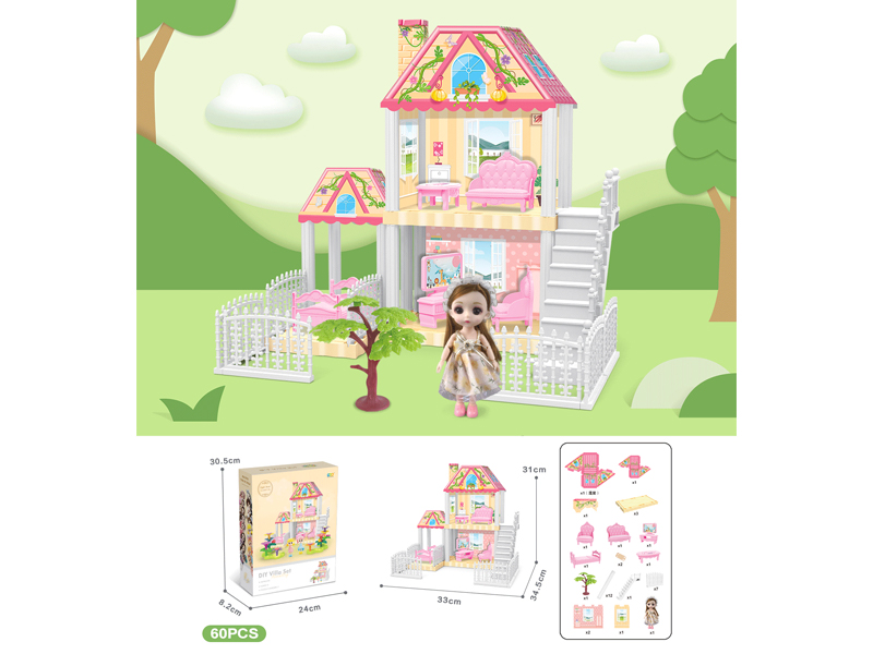 DIY Villa With 6-Inch Doll(60PCS)