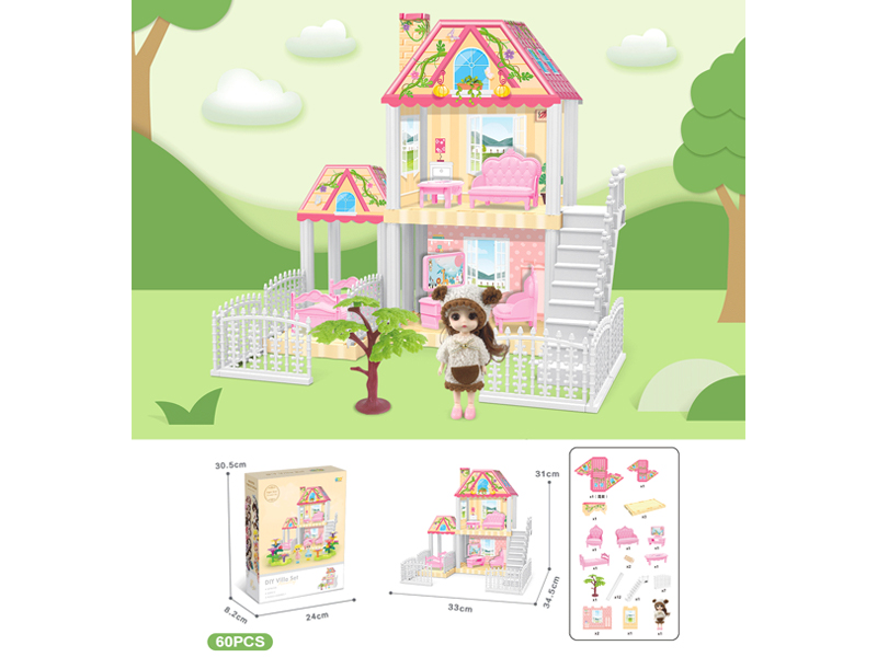 DIY Villa With 6-Inch Doll(60PCS)