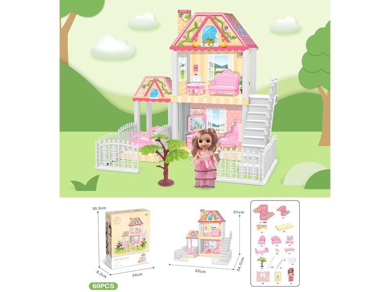 DIY Villa With 6-Inch Doll(60PCS)