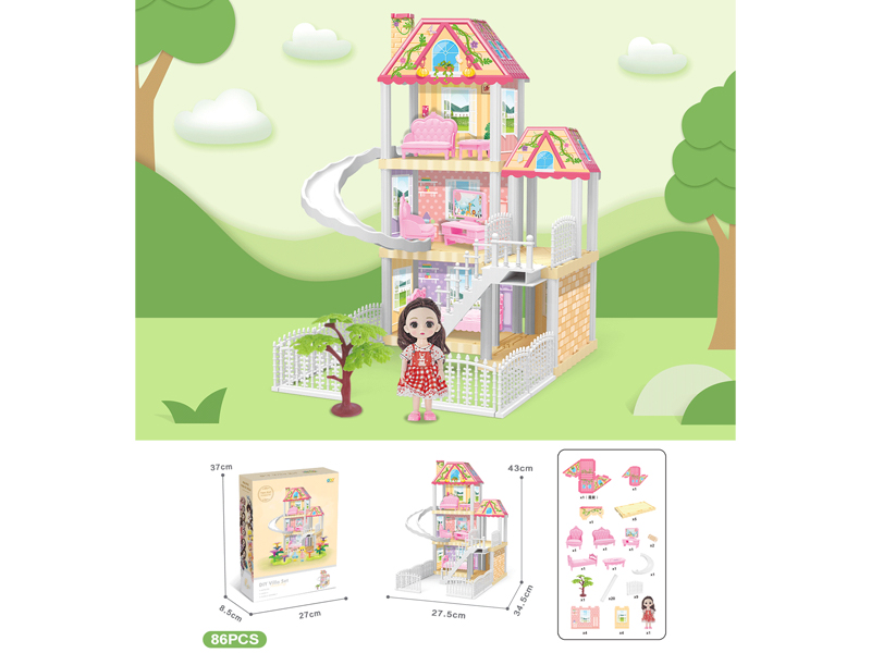 DIY Villa With 6-Inch Doll(86PCS)