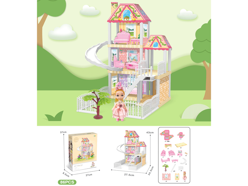 DIY Villa With 4-Inch Doll(86PCS)