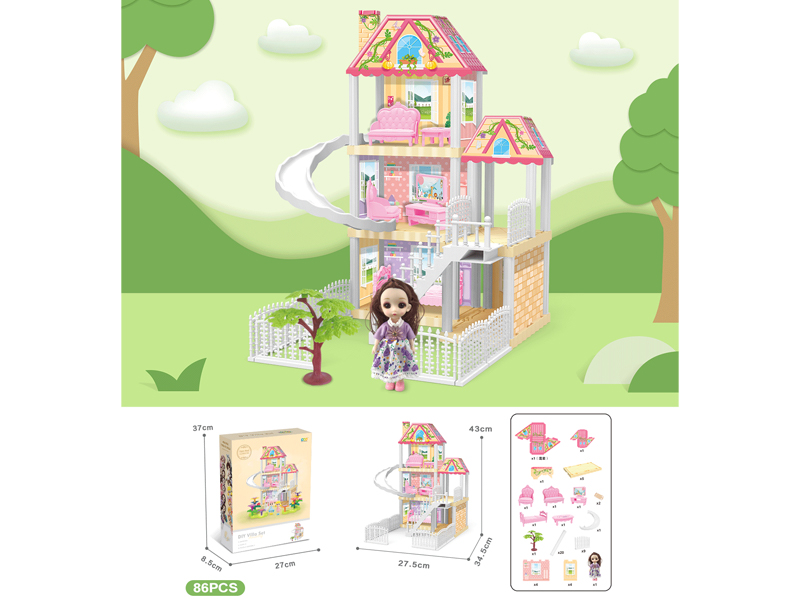 DIY Villa With 6-Inch Doll(86PCS)