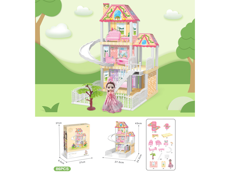 DIY Villa With 6-Inch Doll(86PCS)