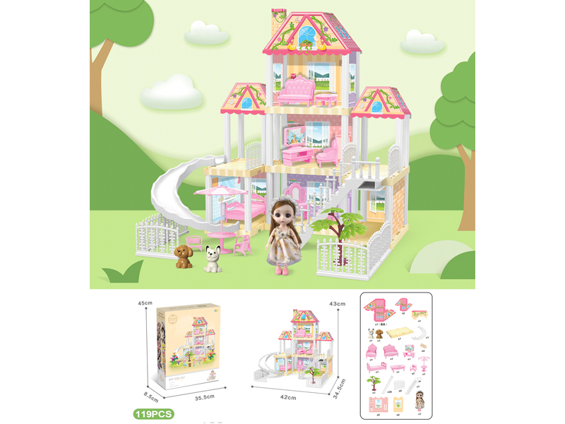 DIY Villa With 6-Inch Doll(119PCS)