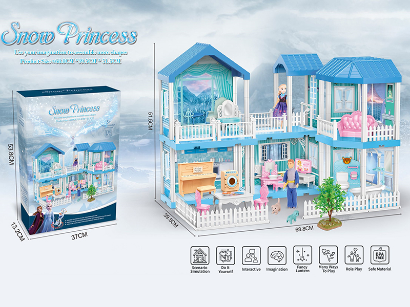 DIY Assembly Snow Princess Two-Storey Villa Toy