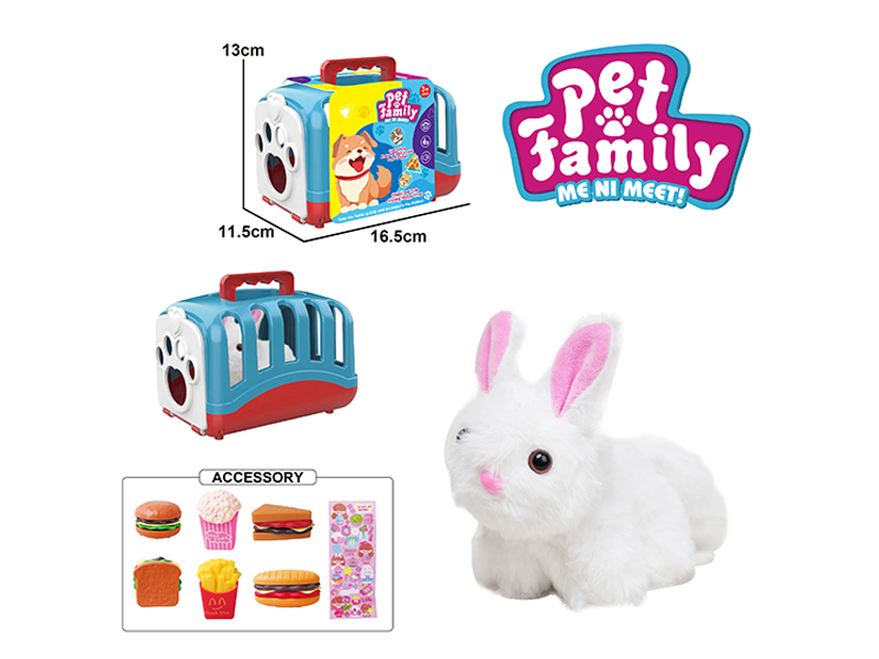 Pull String Long Haired Rabbit+Portable Cage+Accessories