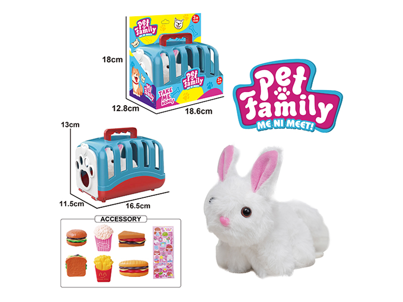 Pull String Long Haired Rabbit+Portable Cage+Accessories