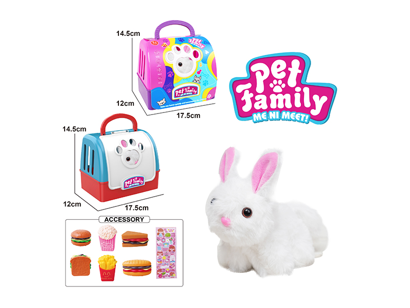 Pull String Long Haired Rabbit+Portable Cage+Accessories