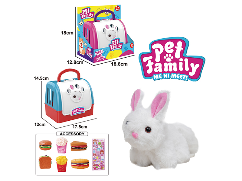 Pull String Long Haired Rabbit+Portable Cage+Accessories