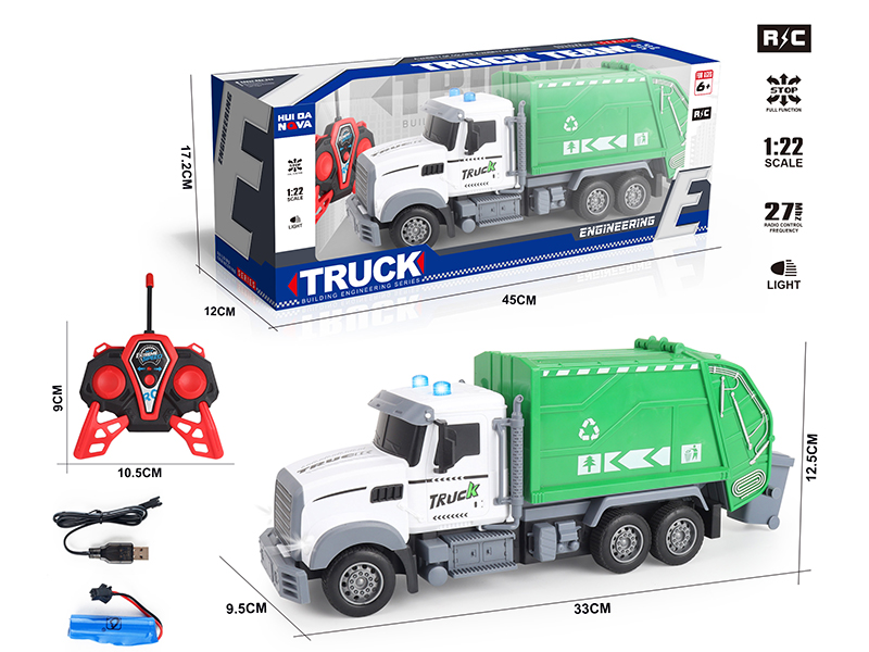 1:22 4-Channel Remote Control Sanitation Truck With Lights