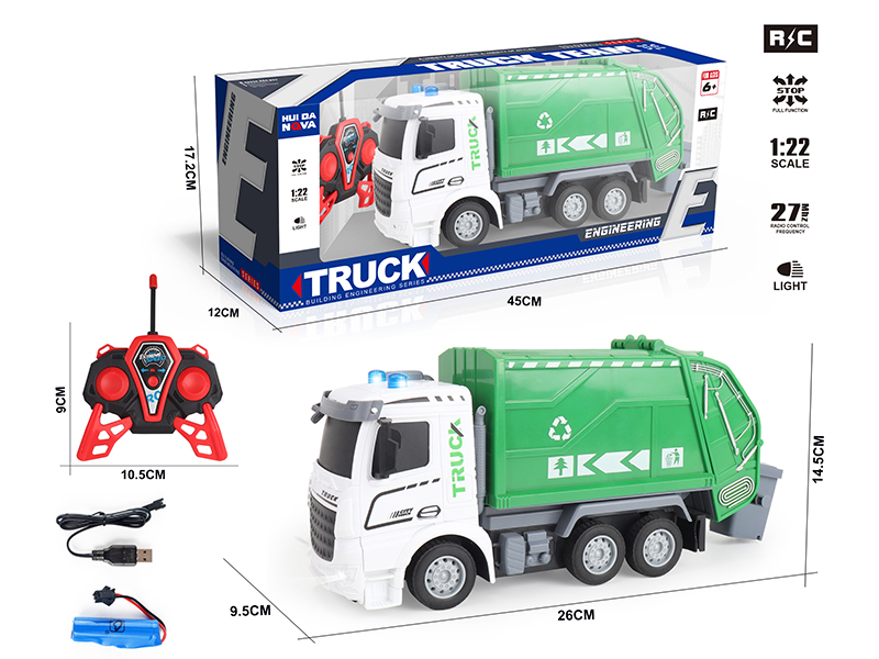 1:22 4-Channel Remote Control Sanitation Truck With Lights