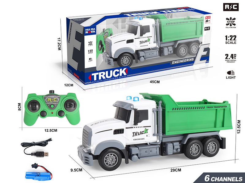 1:22 6-Channel Remote Control Sanitation Dump Truck With Lights And Sound