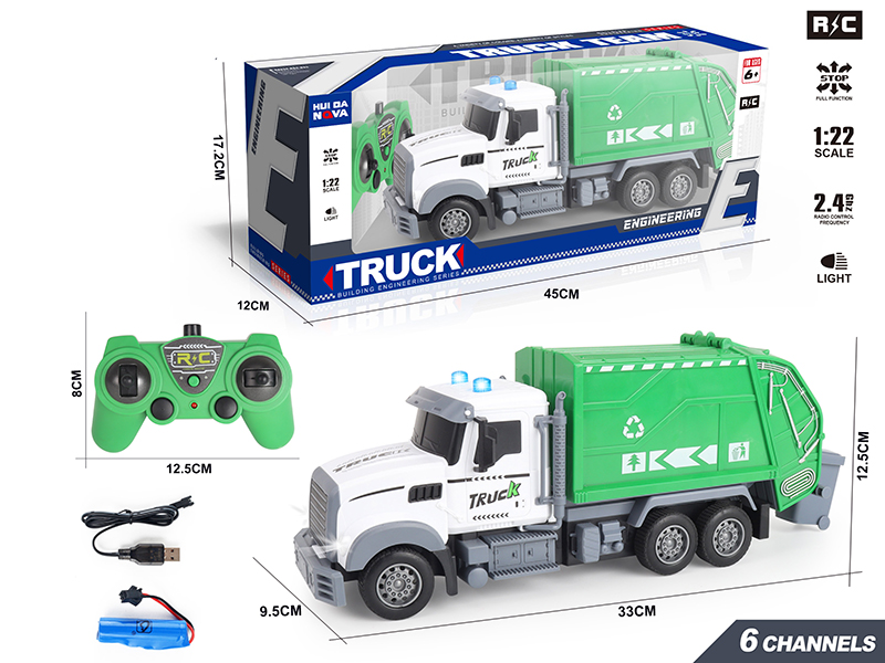 1:22 6-Channel Remote Control Sanitation Truck With Lights And Sound