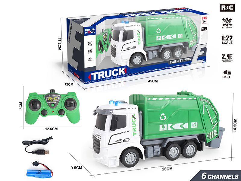 1:22 6-Channel Remote Control Sanitation Truck With Lights And Sound