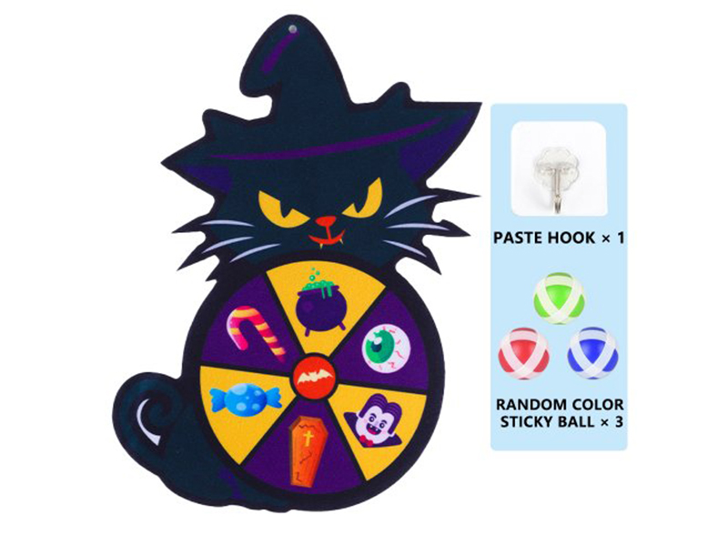 Halloween Black Cat Velcro Dartboard + Sticky Balls