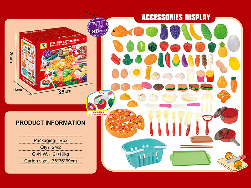 86PCS Cutting Food Toy