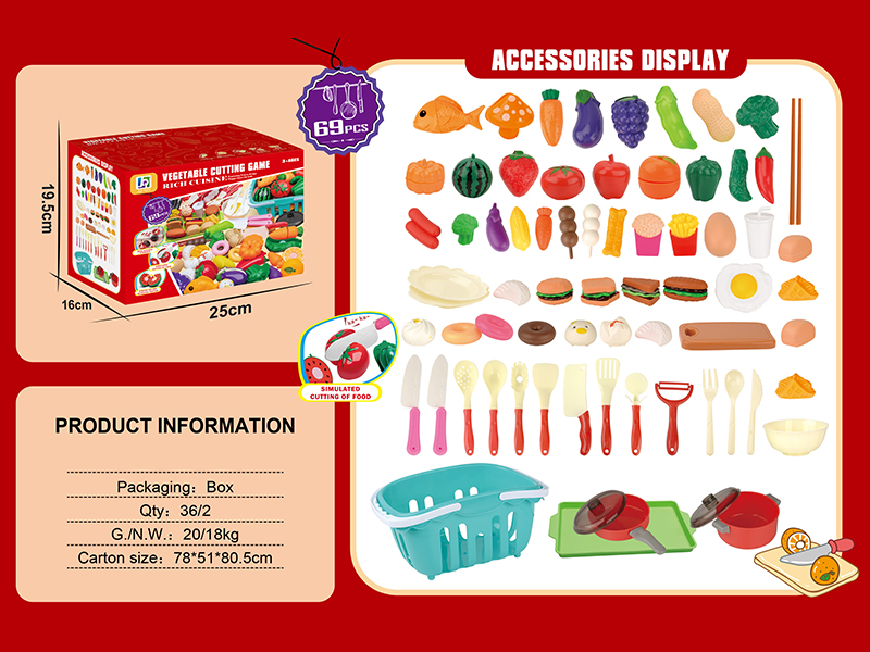 69PCS Cutting Food Toy