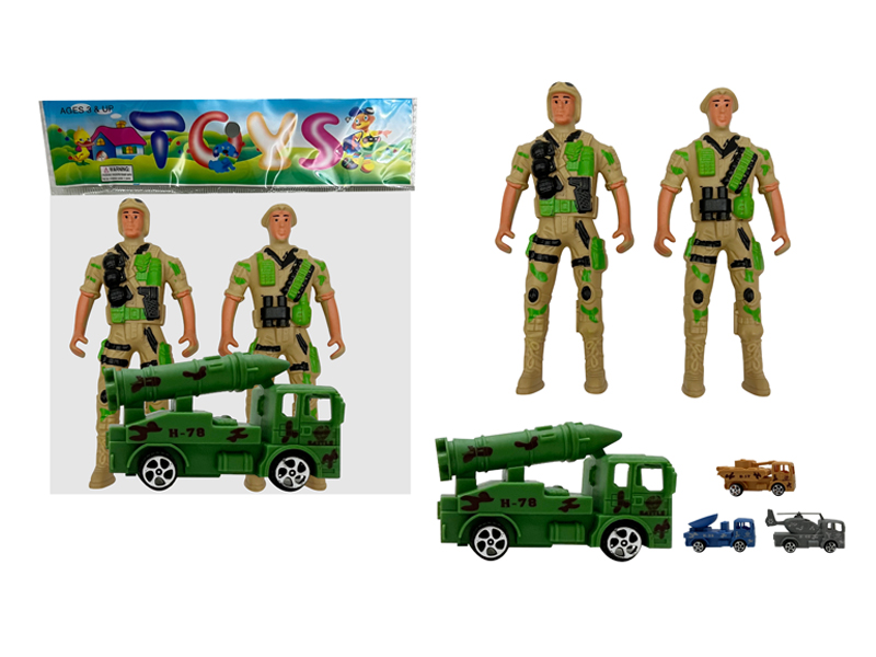 Desert Colored Soldier+Military Vehicle(2PCS)