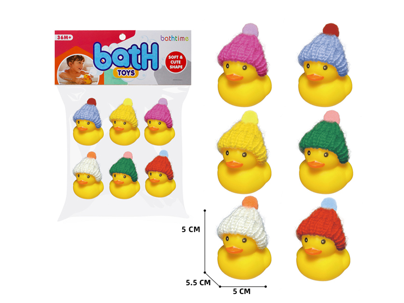 Vinyl Yellow Duck With Wool Cap(12PCS)