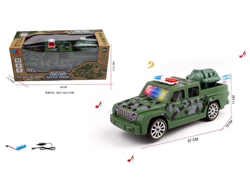 1:16 B/O Go And Bump Wrangler Pickup Truck Camouflage Police Car With Music And Light