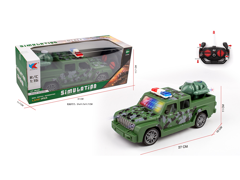 1:16 4CH R/C Wrangler Pickup Truck Military Police Car With Light