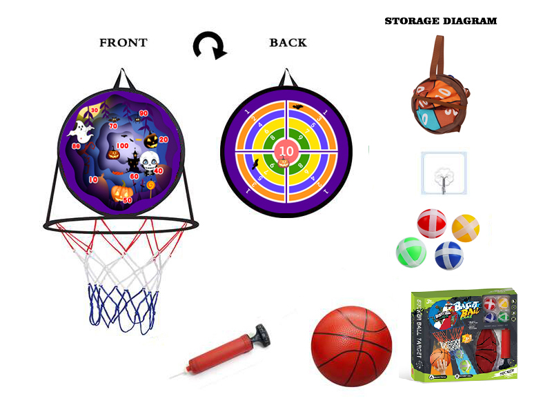 Halloween Baketball Board Sticky Ball Target 2 In 1