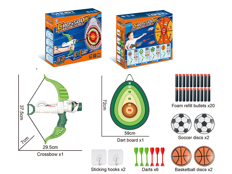 Avocado Dart Board Crossbow Shooting Series 4 In 1 Classic Games(Green)