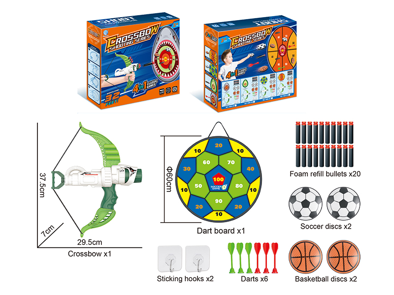 Football Dart Board Crossbow Shooting Series 4 In 1 Classic Games(Green)