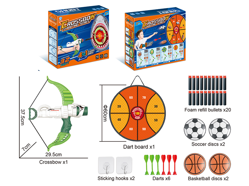 Basketball Dart Board Crossbow Shooting Series 4 In 1 Classic Games(Green)