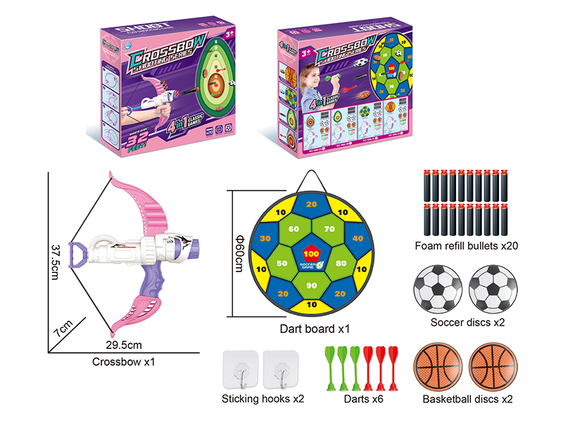 Football Dart Board Crossbow Shooting Series 4 In 1 Classic Games(Pink)